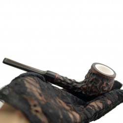 ORANGE RUSTIC meerschaum lined billiard pipe